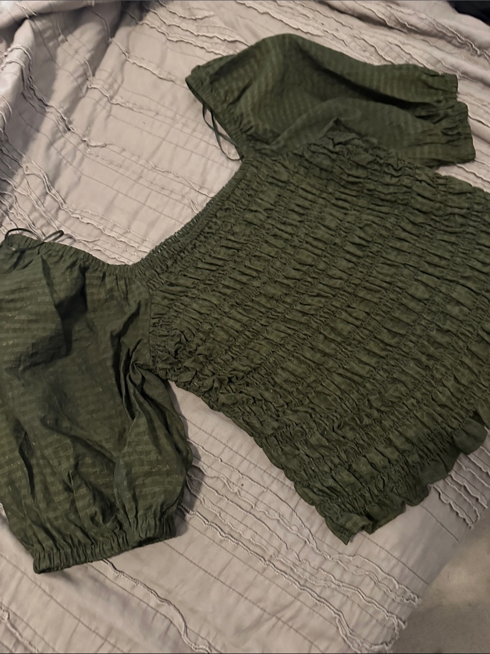Old Navy Olive Green Smocked Top